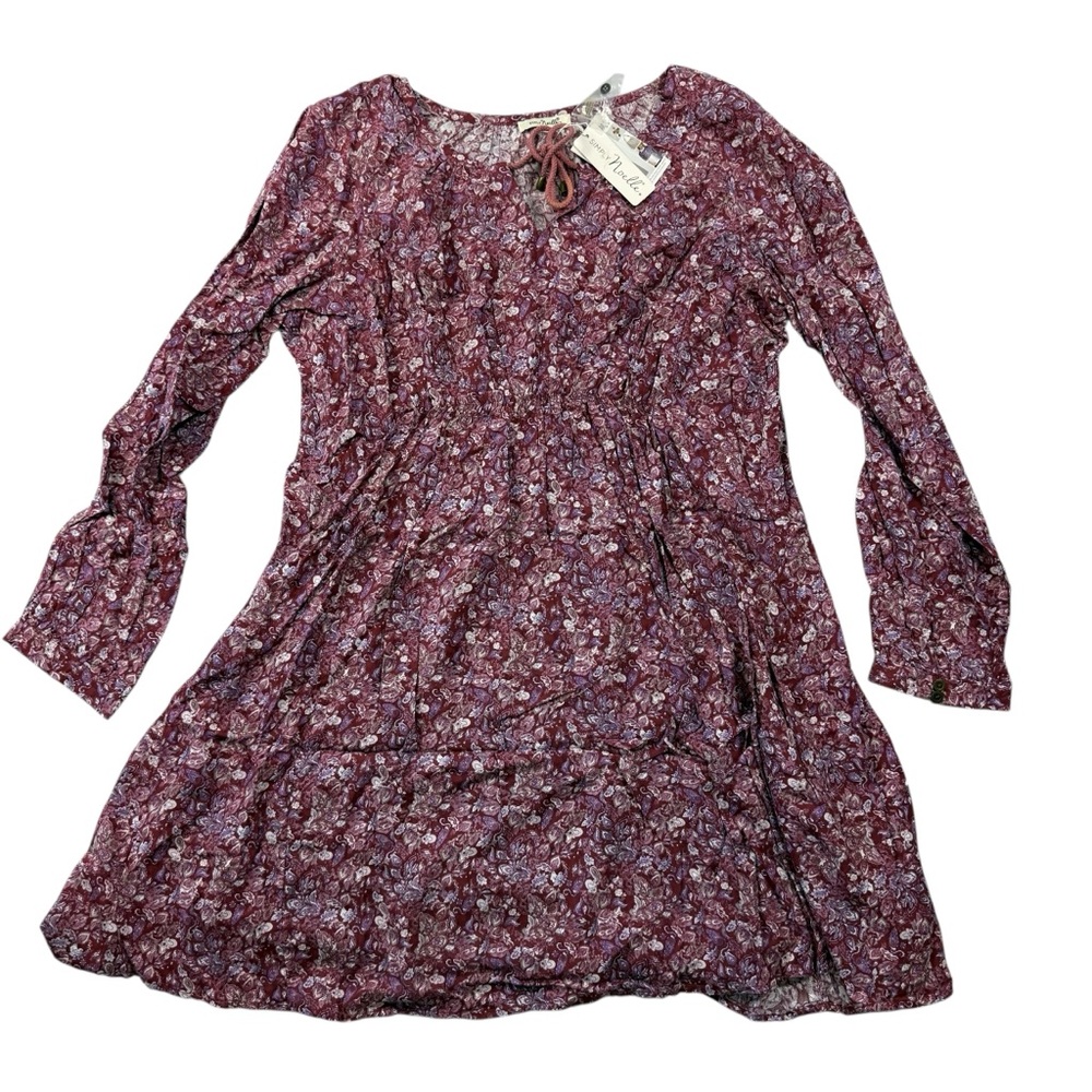 NWT Simply Noelle Burgundy Floral Print Drawstring Tunic Dress XXL (16-18)